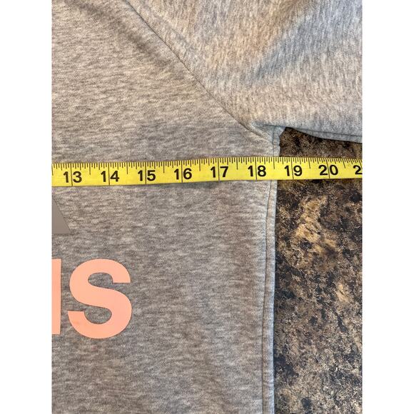 Adidas Small Gray with Pink Linear Essential Crew Neck Sweatshirt - Picture 7 of 8